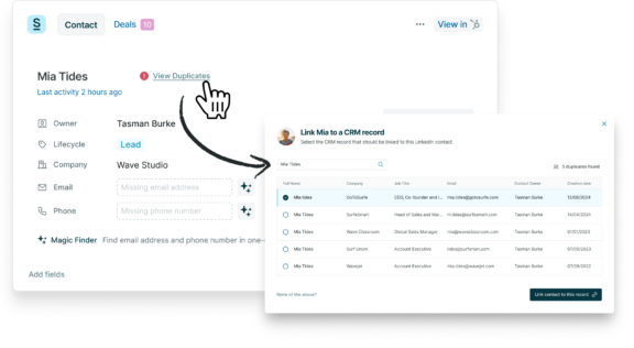 View duplicates in your CRM from LinkedIn