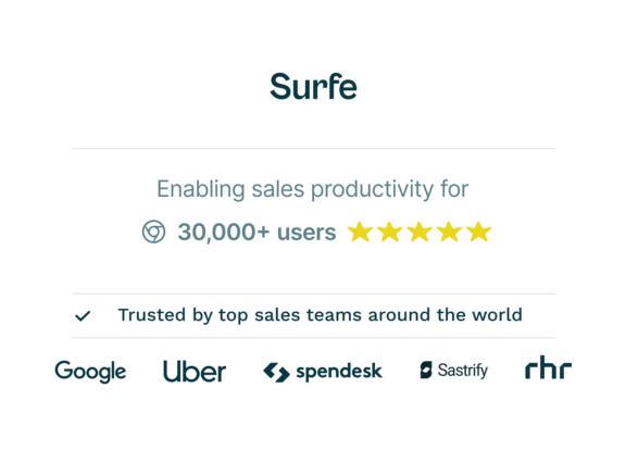 Surfe is trusted by 30000 sales people wordwide